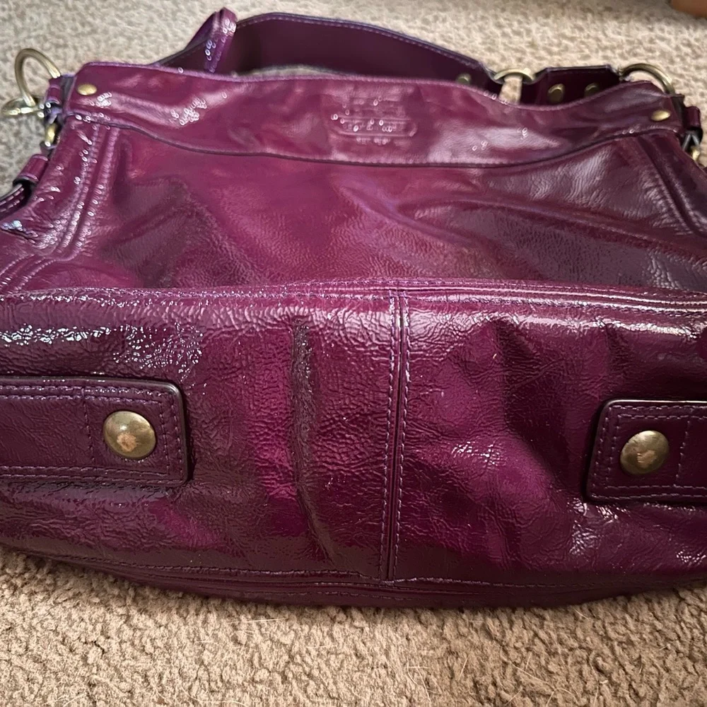 Coach Patent Leather Hobo Bag in Deep Plum